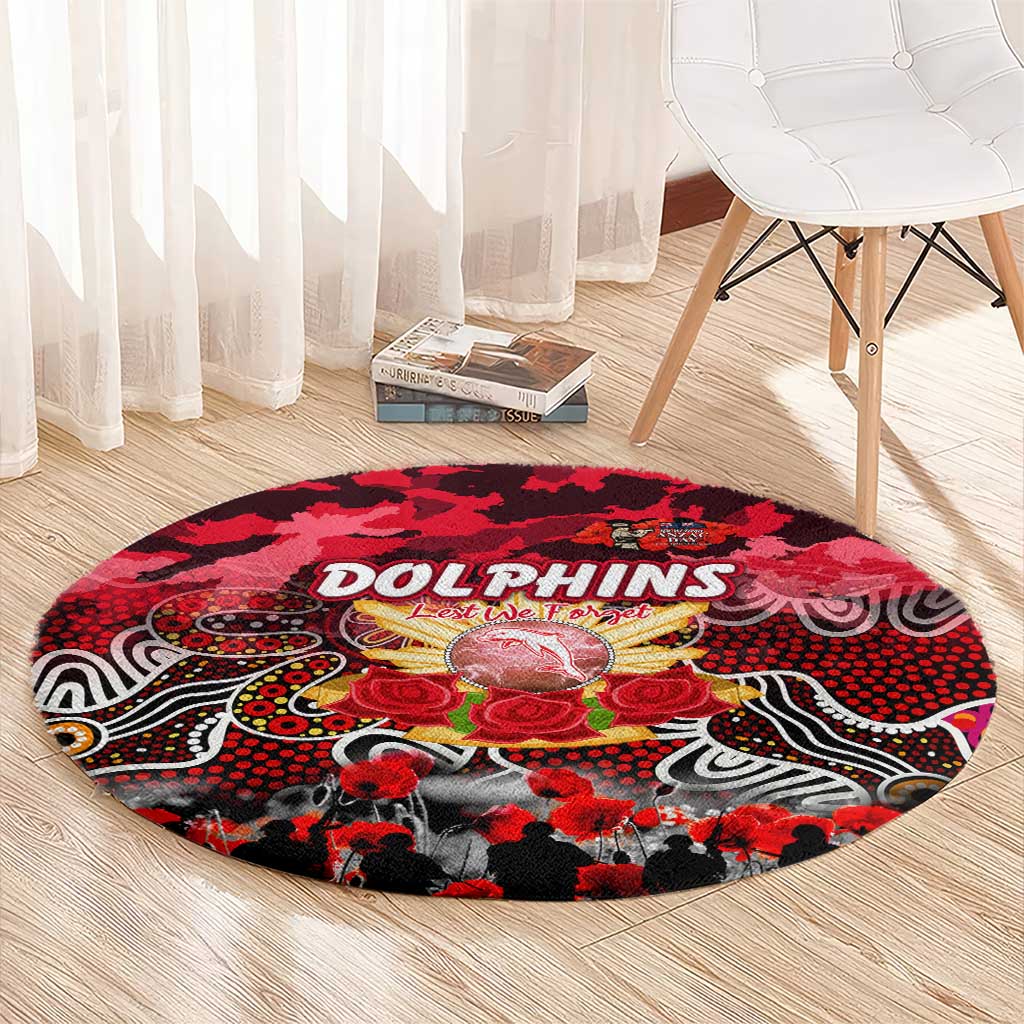 Dolphins ANZAC Day Round Carpet Australian Army - Lest We Forget