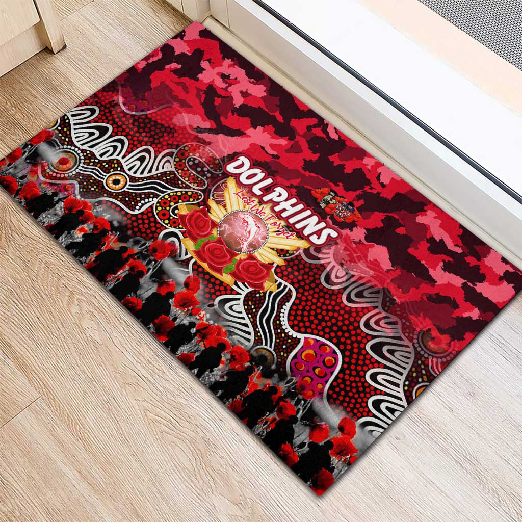 Dolphins ANZAC Day Rubber Doormat Australian Army - Lest We Forget