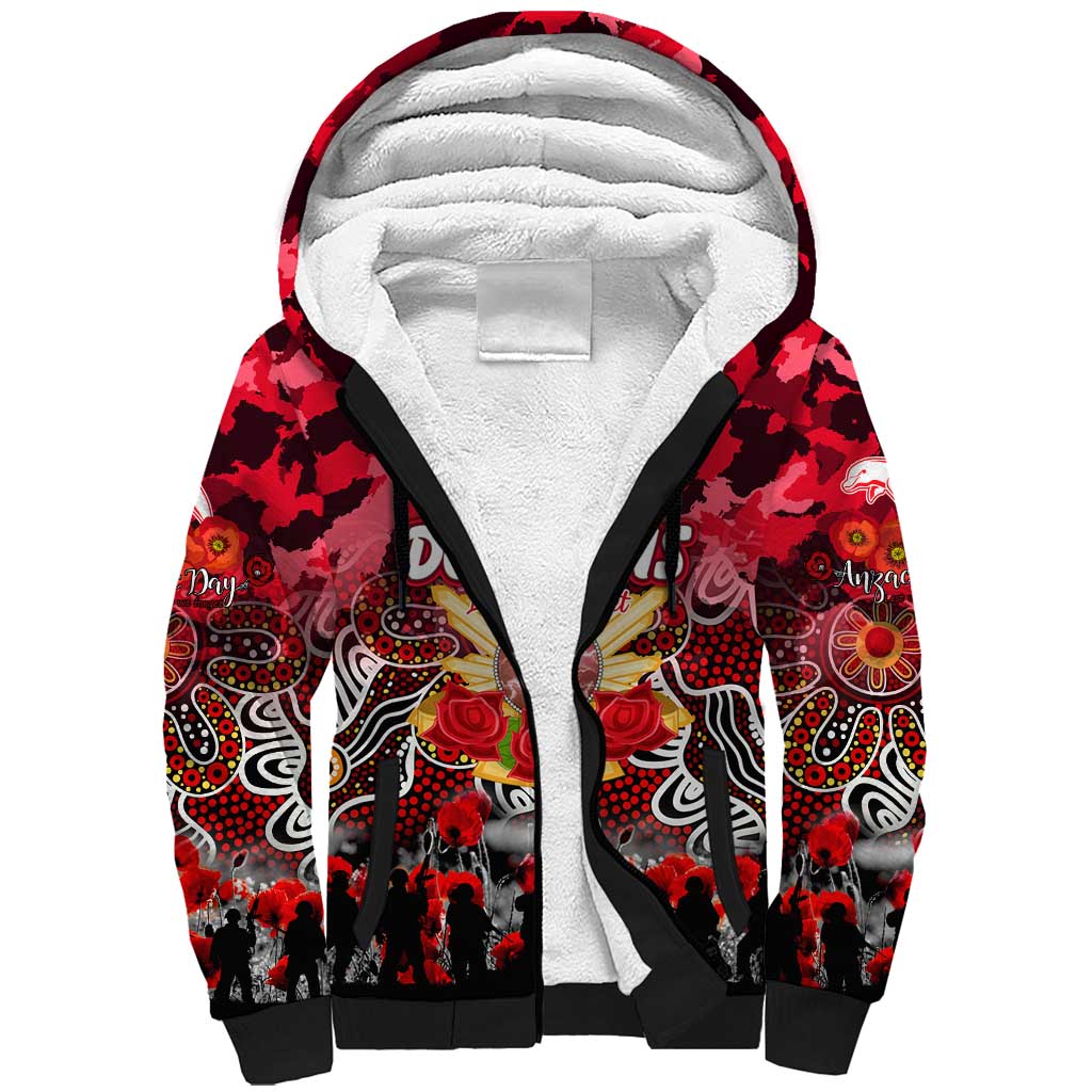 Personalized Dolphins ANZAC Day Sherpa Hoodie Australian Army - Lest We Forget
