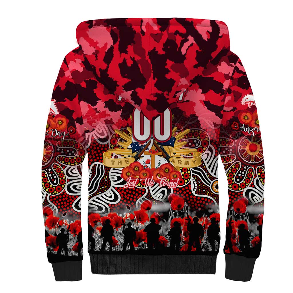 Personalized Dolphins ANZAC Day Sherpa Hoodie Australian Army - Lest We Forget