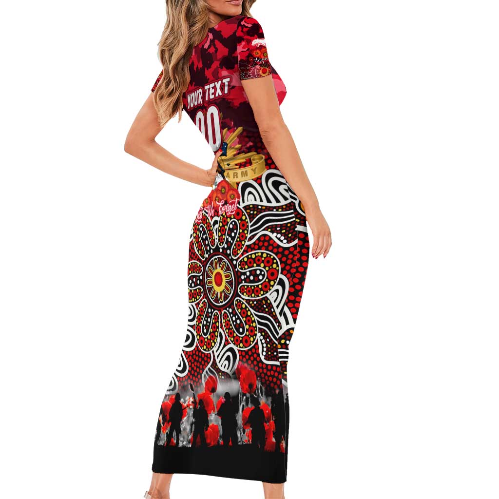 Personalized Dolphins ANZAC Day Short Sleeve Bodycon Dress Australian Army - Lest We Forget