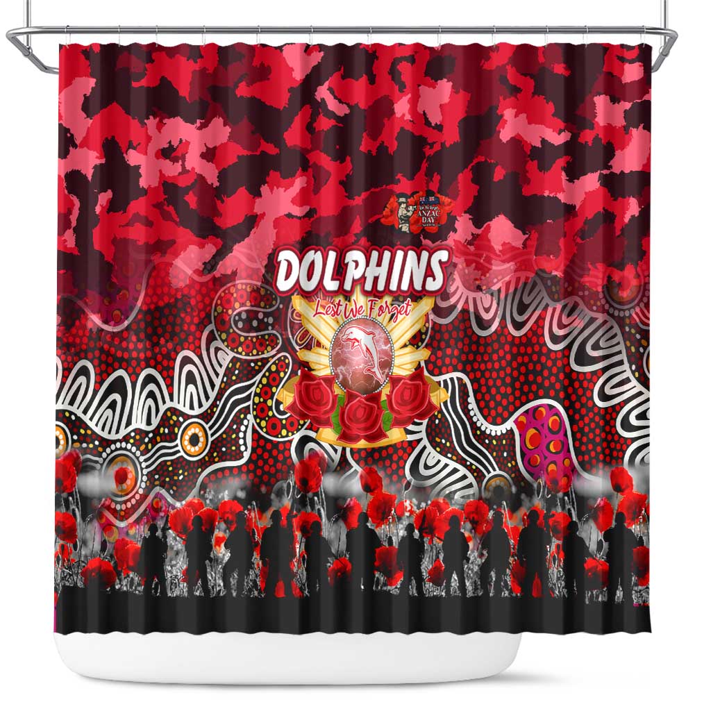 Dolphins ANZAC Day Shower Curtain Australian Army - Lest We Forget
