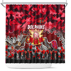 Dolphins ANZAC Day Shower Curtain Australian Army - Lest We Forget
