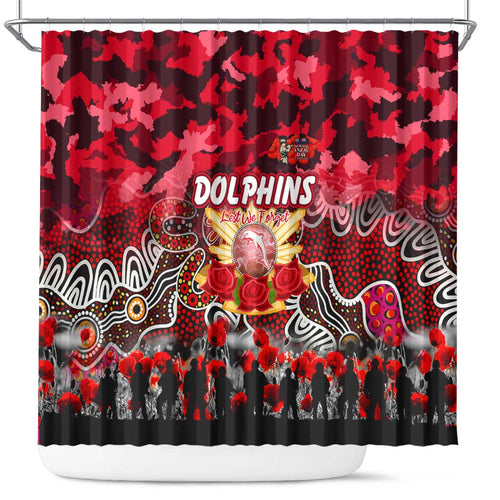 Dolphins ANZAC Day Shower Curtain Australian Army - Lest We Forget
