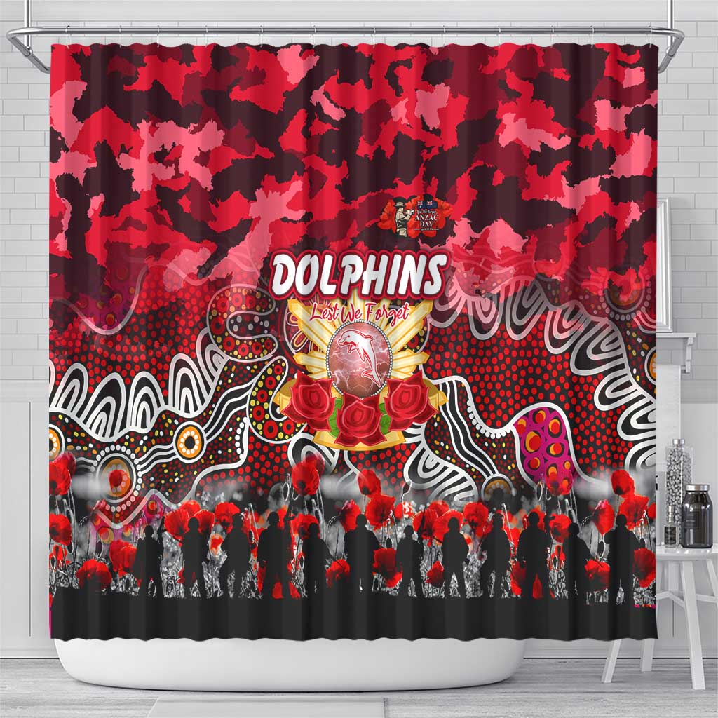 Dolphins ANZAC Day Shower Curtain Australian Army - Lest We Forget