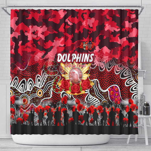 Dolphins ANZAC Day Shower Curtain Australian Army - Lest We Forget