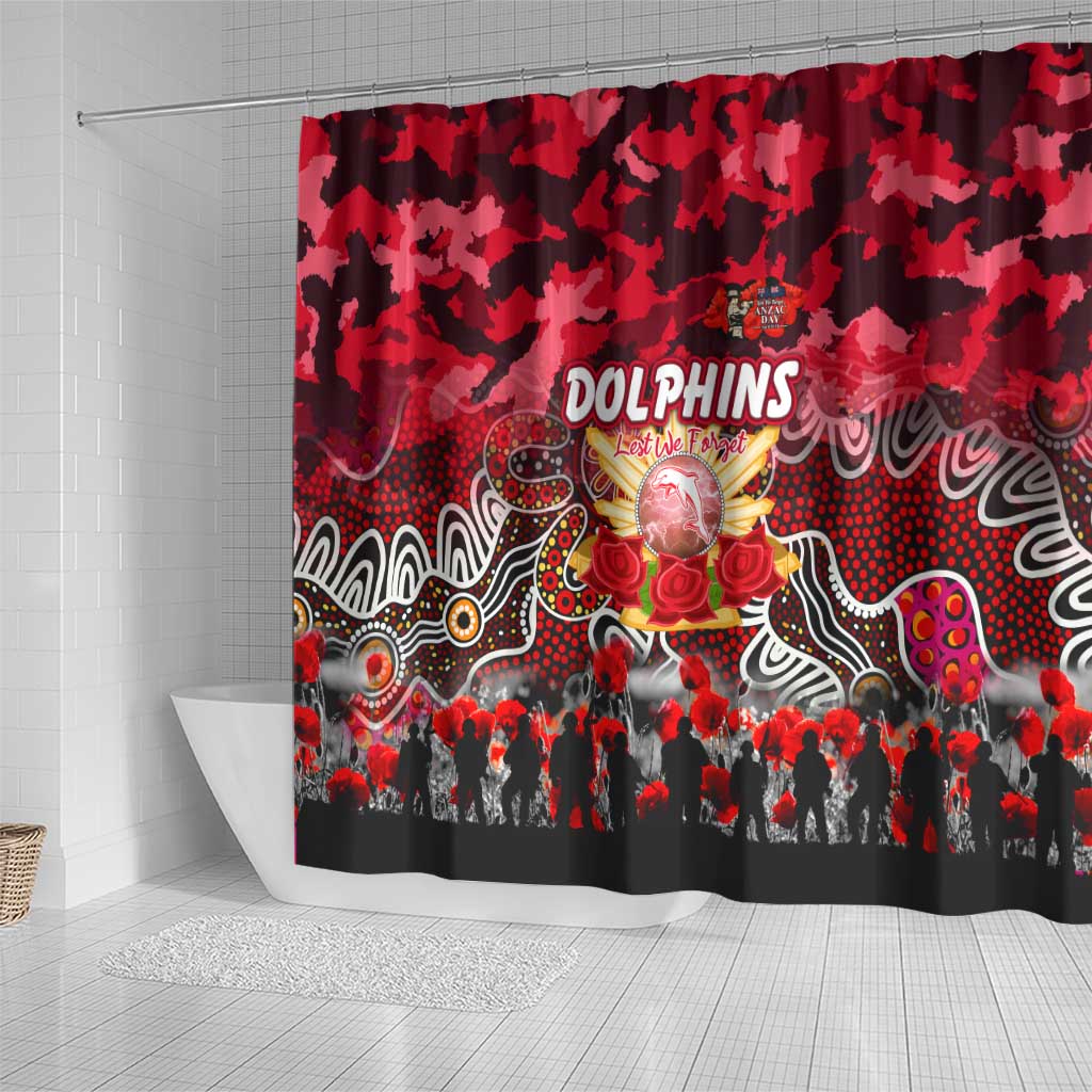 Dolphins ANZAC Day Shower Curtain Australian Army - Lest We Forget