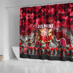 Dolphins ANZAC Day Shower Curtain Australian Army - Lest We Forget