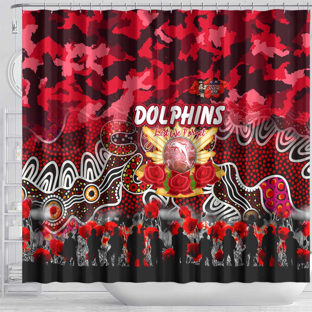 Dolphins ANZAC Day Shower Curtain Australian Army - Lest We Forget