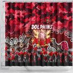 Dolphins ANZAC Day Shower Curtain Australian Army - Lest We Forget
