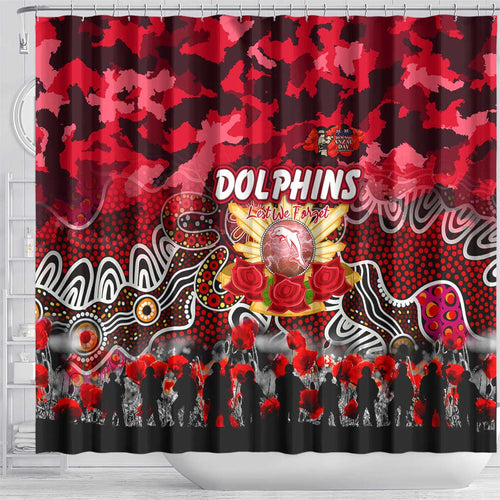 Dolphins ANZAC Day Shower Curtain Australian Army - Lest We Forget