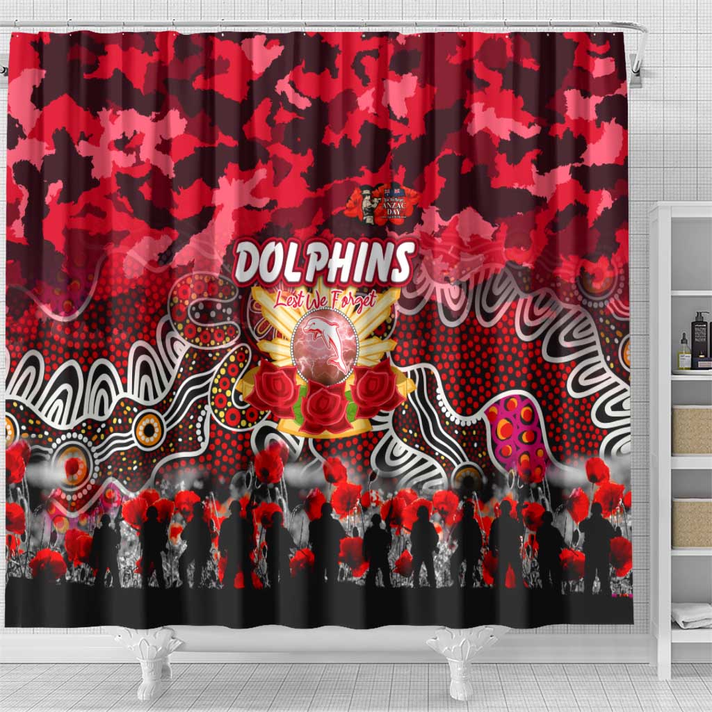 Dolphins ANZAC Day Shower Curtain Australian Army - Lest We Forget
