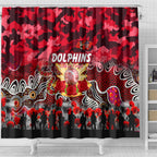 Dolphins ANZAC Day Shower Curtain Australian Army - Lest We Forget