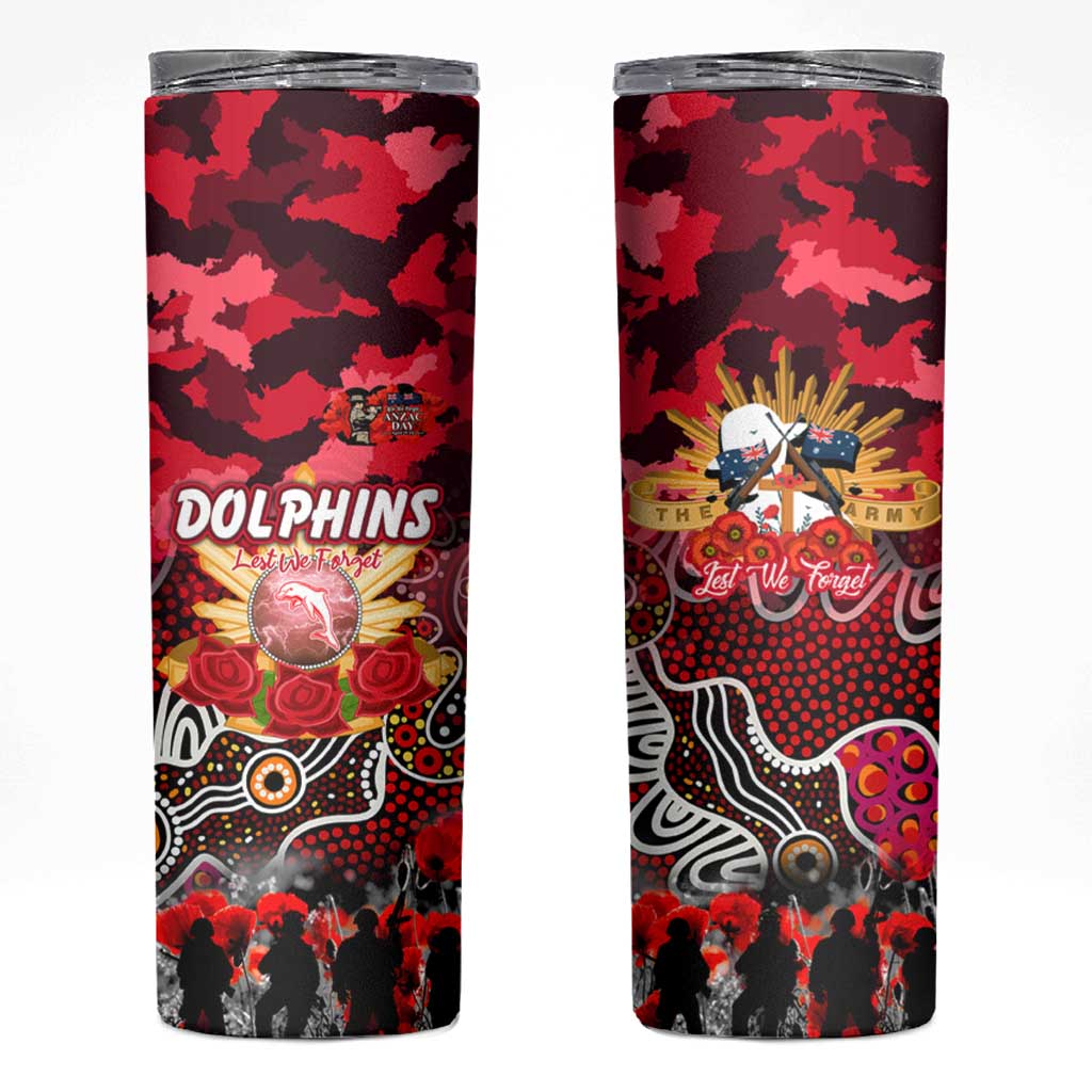 Personalized Dolphins ANZAC Day Skinny Tumbler Australian Army - Lest We Forget