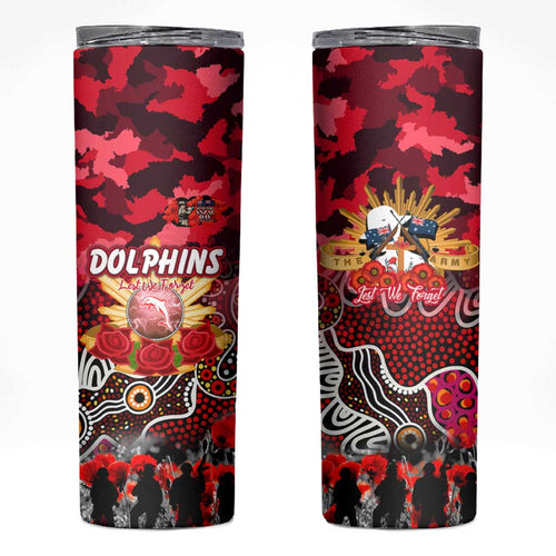 Personalized Dolphins ANZAC Day Skinny Tumbler Australian Army - Lest We Forget