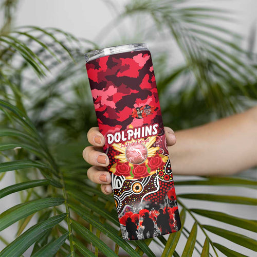 Personalized Dolphins ANZAC Day Skinny Tumbler Australian Army - Lest We Forget