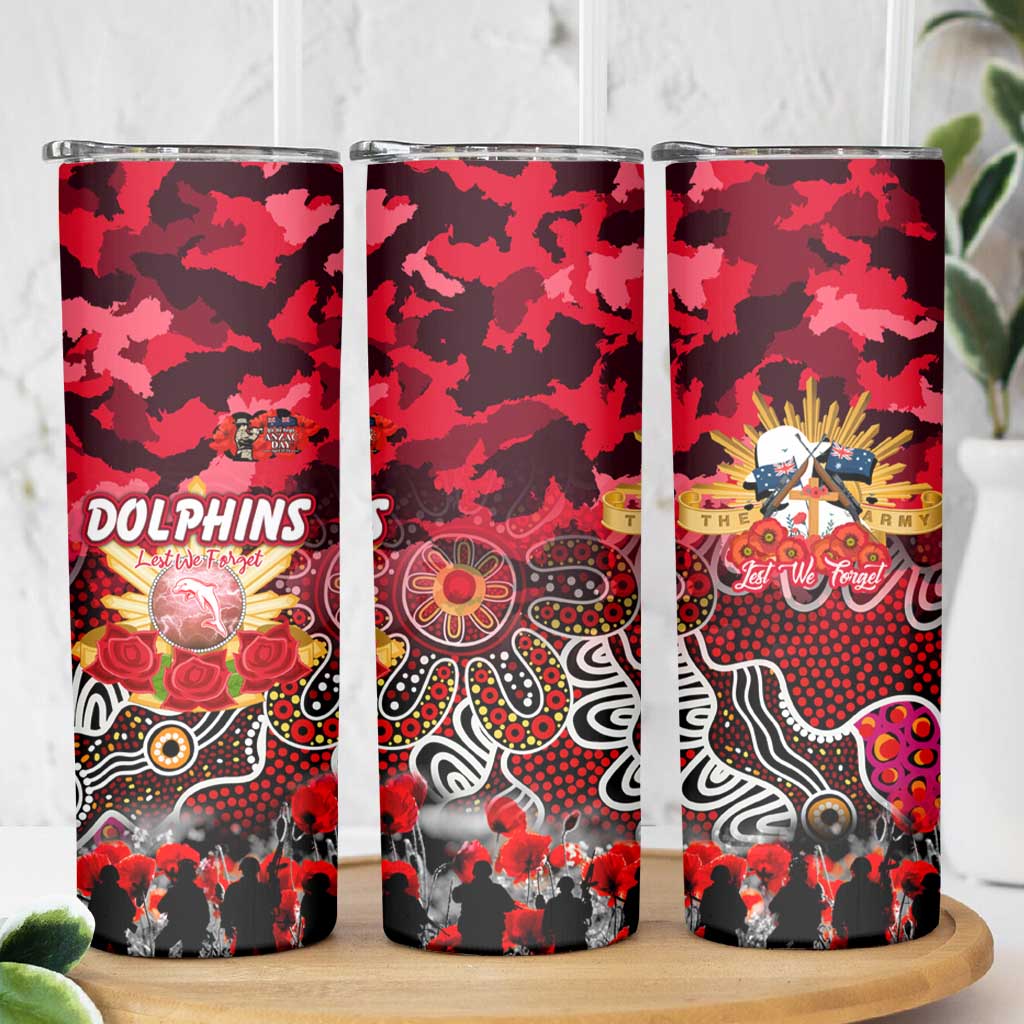 Personalized Dolphins ANZAC Day Skinny Tumbler Australian Army - Lest We Forget