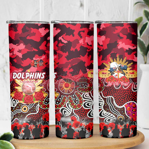 Personalized Dolphins ANZAC Day Skinny Tumbler Australian Army - Lest We Forget