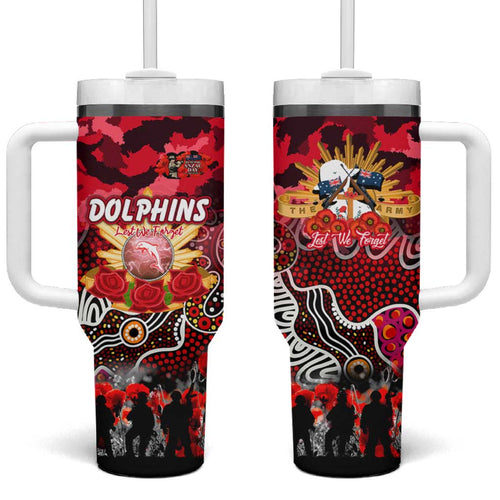 Personalized Dolphins ANZAC Day Tumbler With Handle Australian Army - Lest We Forget