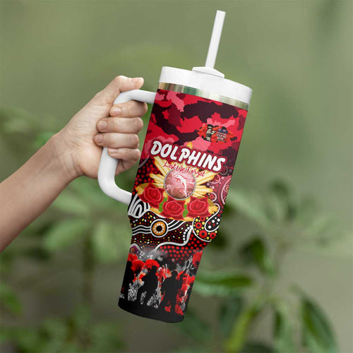Personalized Dolphins ANZAC Day Tumbler With Handle Australian Army - Lest We Forget
