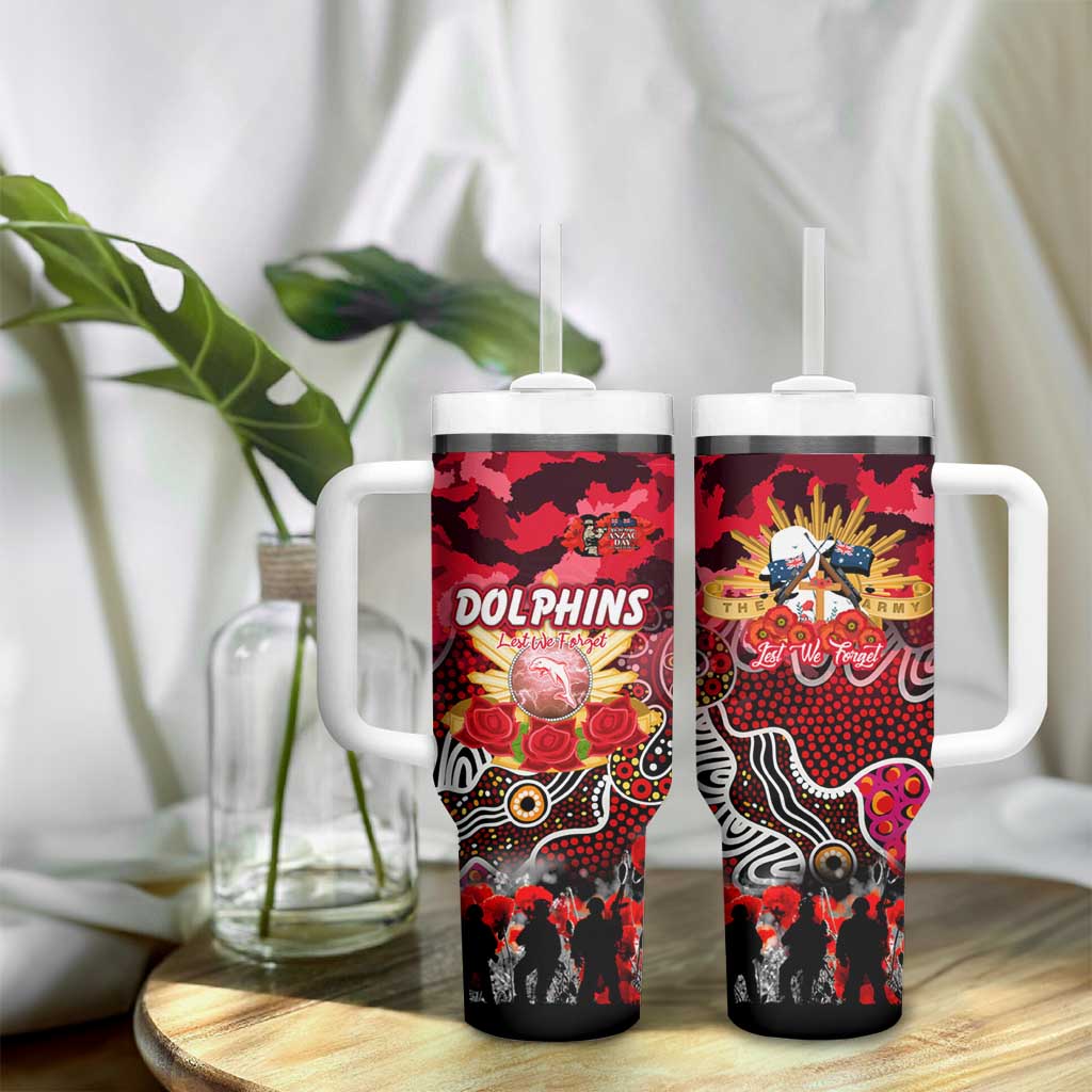 Personalized Dolphins ANZAC Day Tumbler With Handle Australian Army - Lest We Forget