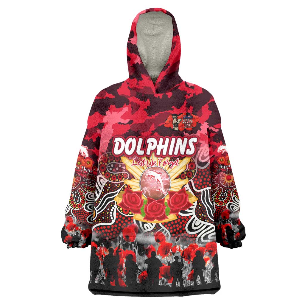 Personalized Dolphins ANZAC Day Wearable Blanket Hoodie Australian Army - Lest We Forget