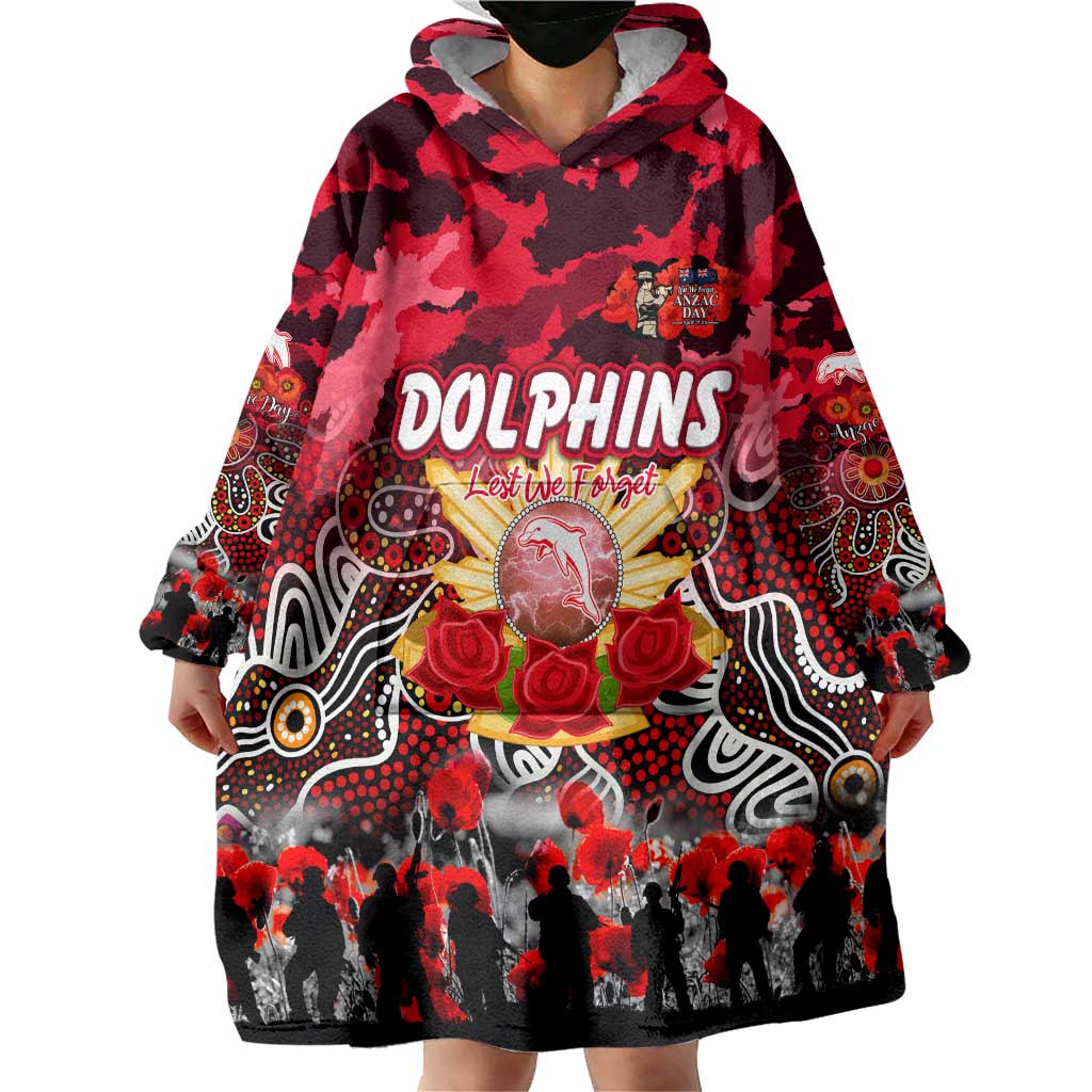 Personalized Dolphins ANZAC Day Wearable Blanket Hoodie Australian Army - Lest We Forget