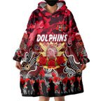 Personalized Dolphins ANZAC Day Wearable Blanket Hoodie Australian Army - Lest We Forget