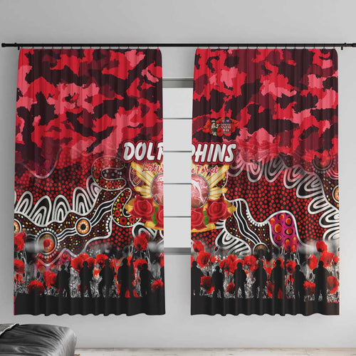 Dolphins ANZAC Day Window Curtain Australian Army - Lest We Forget