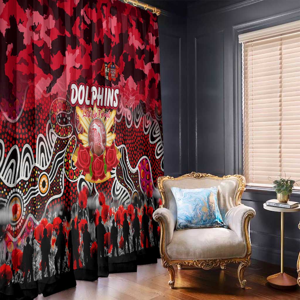 Dolphins ANZAC Day Window Curtain Australian Army - Lest We Forget