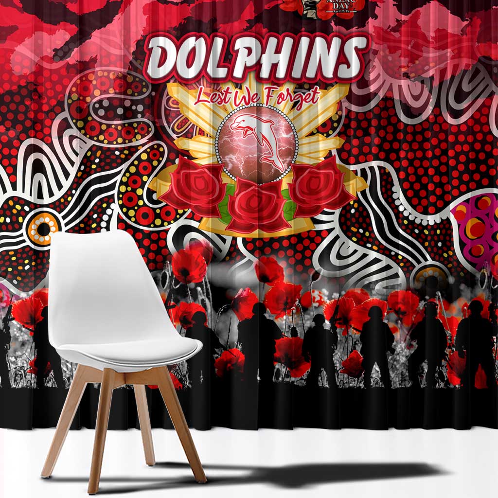 Dolphins ANZAC Day Window Curtain Australian Army - Lest We Forget