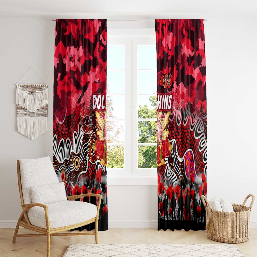 Dolphins ANZAC Day Window Curtain Australian Army - Lest We Forget
