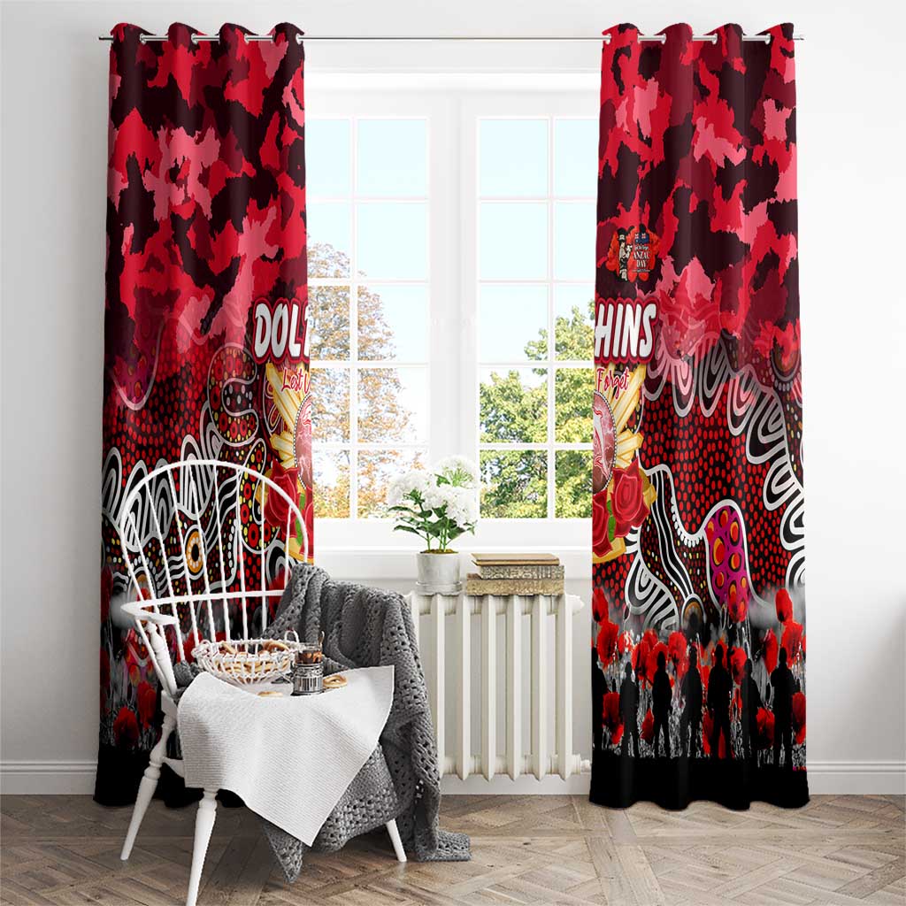 Dolphins ANZAC Day Window Curtain Australian Army - Lest We Forget
