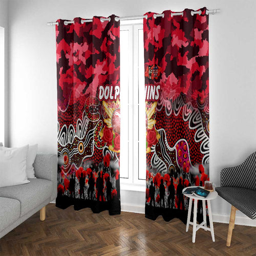 Dolphins ANZAC Day Window Curtain Australian Army - Lest We Forget