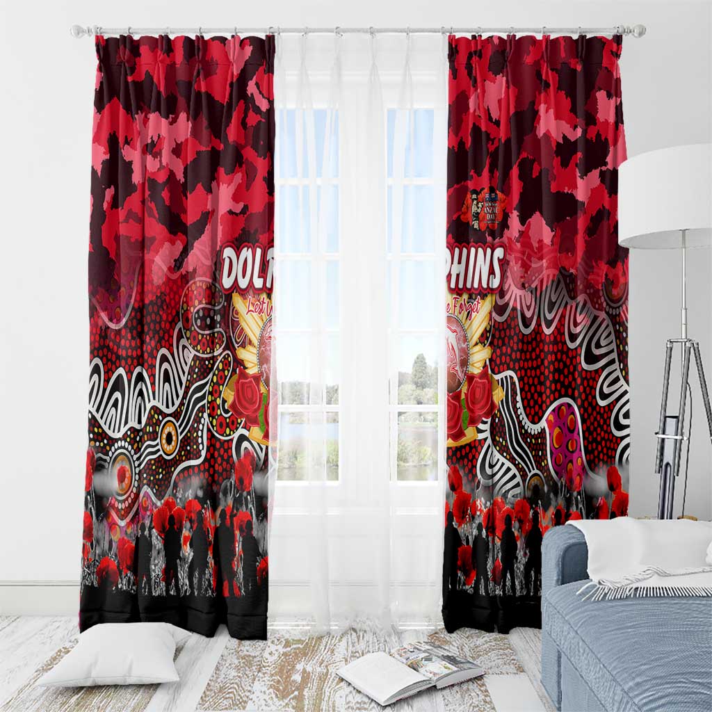Dolphins ANZAC Day Window Curtain Australian Army - Lest We Forget