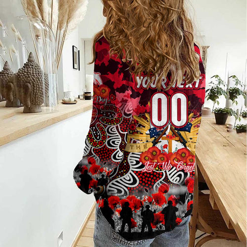 Personalized Dolphins ANZAC Day Women Casual Shirt Australian Army - Lest We Forget