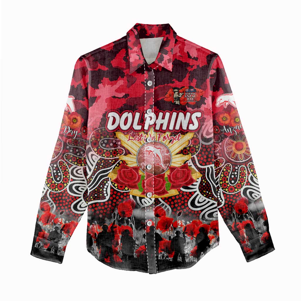 Personalized Dolphins ANZAC Day Women Casual Shirt Australian Army - Lest We Forget