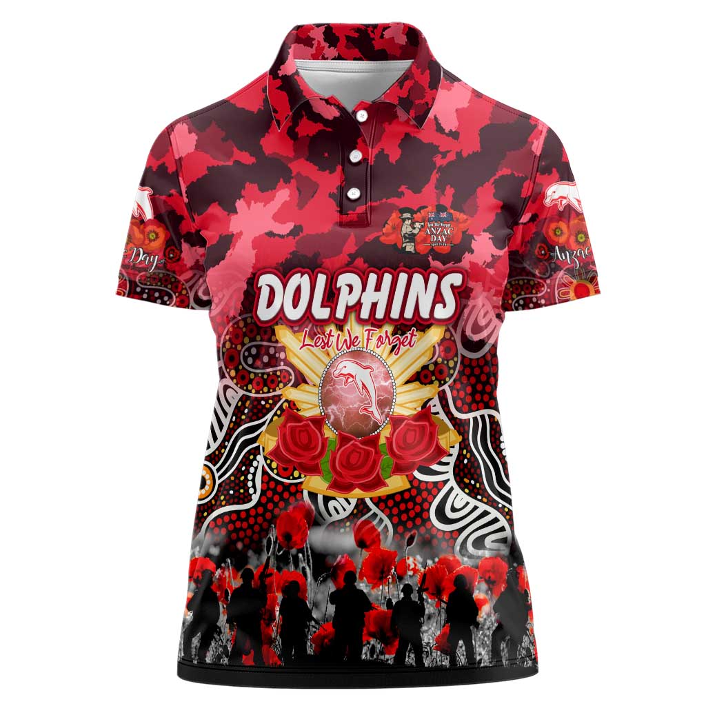 Personalized Dolphins ANZAC Day Women Polo Shirt Australian Army - Lest We Forget