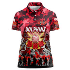 Personalized Dolphins ANZAC Day Women Polo Shirt Australian Army - Lest We Forget