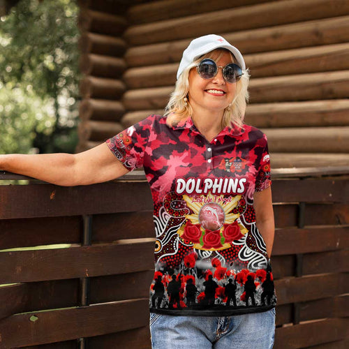 Personalized Dolphins ANZAC Day Women Polo Shirt Australian Army - Lest We Forget