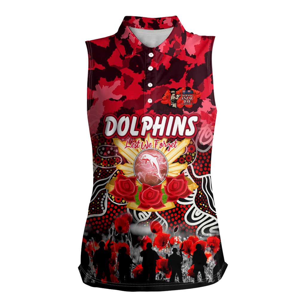 Personalized Dolphins ANZAC Day Women Sleeveless Polo Shirt Australian Army - Lest We Forget