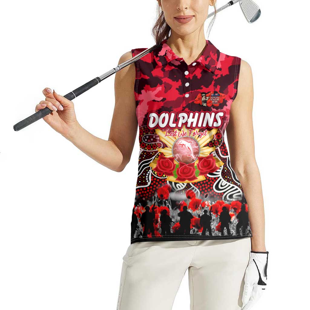 Personalized Dolphins ANZAC Day Women Sleeveless Polo Shirt Australian Army - Lest We Forget