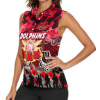 Personalized Dolphins ANZAC Day Women Sleeveless Polo Shirt Australian Army - Lest We Forget