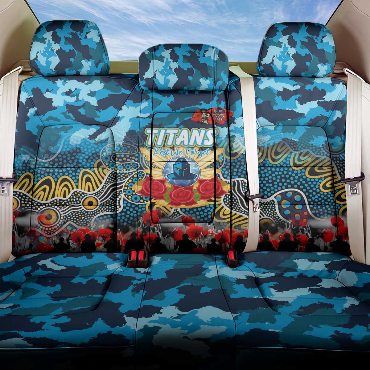 Titans ANZAC Day Back Car Seat Cover Australian Army - Lest We Forget