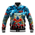 Personalized Titans ANZAC Day Baseball Jacket Australian Army - Lest We Forget