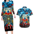 Personalized Titans ANZAC Day Couples Matching Long Sleeve Bodycon Dress and Hawaiian Shirt Australian Army - Lest We Forget