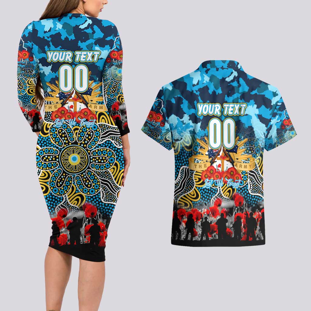 Personalized Titans ANZAC Day Couples Matching Long Sleeve Bodycon Dress and Hawaiian Shirt Australian Army - Lest We Forget