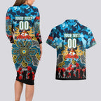 Personalized Titans ANZAC Day Couples Matching Long Sleeve Bodycon Dress and Hawaiian Shirt Australian Army - Lest We Forget