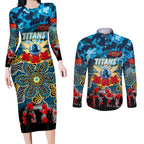 Personalized Titans ANZAC Day Couples Matching Long Sleeve Bodycon Dress and Long Sleeve Button Shirt Australian Army - Lest We Forget