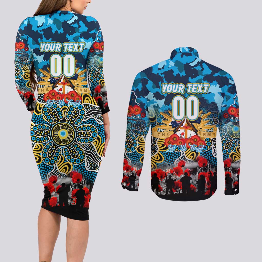 Personalized Titans ANZAC Day Couples Matching Long Sleeve Bodycon Dress and Long Sleeve Button Shirt Australian Army - Lest We Forget